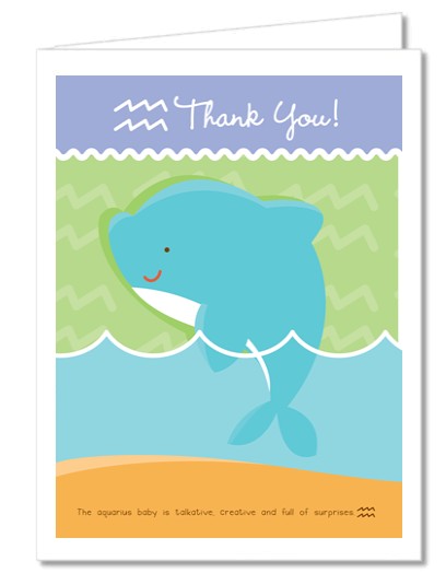 Dolphin | Aquarius Horoscope - Baby Shower Thank You Cards
